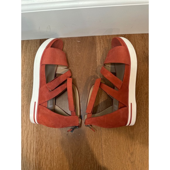 Eileen Fisher Coral Suede Wedge Sandals Women ZIP Closure Ankle Strap Size 8.5 - Picture 5 of 6